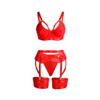 SUBBLIME - 955267 ROTER BONDAGE-BH MIT STRUMPFBAND-SET L/XL - Vanelion Paradise