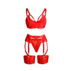SUBBLIME - 955267 ROTER BONDAGE-BH MIT STRUMPFBAND-SET L/XL - Vanelion Paradise