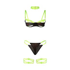 SUBBLIME - 955274 BH-SET MIT HALSKETTE UND BEINDETAILS FLUORESZIERENDES GRÜN S/M - Vanelion Paradise