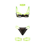SUBBLIME - 955274 BH-SET MIT HALSKETTE UND BEINDETAILS FLUORESZIERENDES GRÜN S/M - Vanelion Paradise