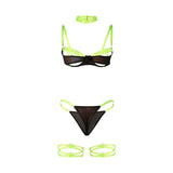 SUBBLIME - 955281 BH-SET MIT HALSKETTE UND BEINDETAILS FLUORESZIERENDES GRÜN L/XL - Vanelion Paradise