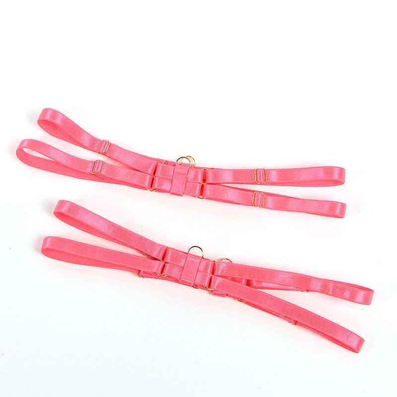 SUBBLIME - 955298 BH-SET MIT HALSKETTE UND BEINDETAILS FLUORESZIERENDES ROSA S/M - Vanelion Paradise