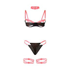 SUBBLIME - 955298 BH-SET MIT HALSKETTE UND BEINDETAILS FLUORESZIERENDES ROSA S/M - Vanelion Paradise