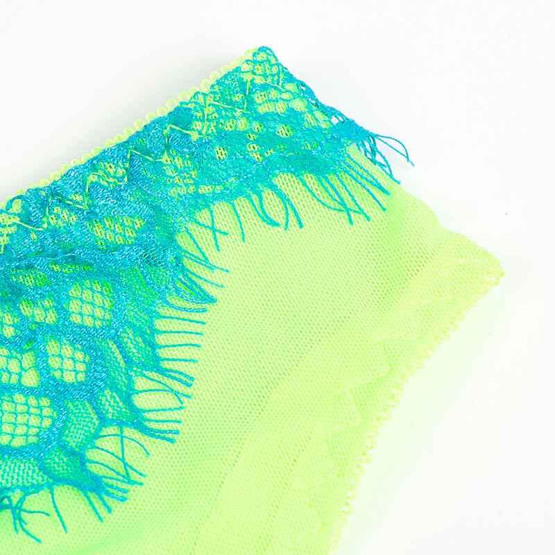 SUBBLIME - 955311 BH-SET MIT SPITZE UND STRUMPFBAND GRÜN UND BLAU S/M - Vanelion Paradise