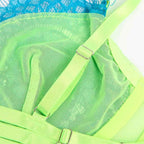 SUBBLIME - 955311 BH-SET MIT SPITZE UND STRUMPFBAND GRÜN UND BLAU S/M - Vanelion Paradise