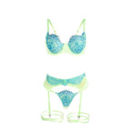 SUBBLIME - 955328 BH-SET MIT SPITZE UND STRUMPFBAND GRÜN UND BLAU L/XL - Vanelion Paradise