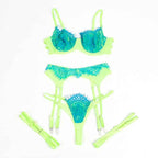 SUBBLIME - 955328 BH-SET MIT SPITZE UND STRUMPFBAND GRÜN UND BLAU L/XL - Vanelion Paradise