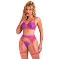SUBBLIME - 955359 BH-SET MIT SPITZE UND STRUMPFBÄNDERN ROSA UND LILA S/M - Vanelion Paradise