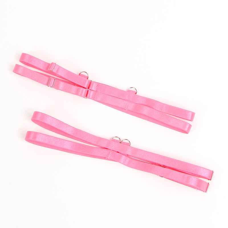 SUBBLIME - 955359 BH-SET MIT SPITZE UND STRUMPFBÄNDERN ROSA UND LILA S/M - Vanelion Paradise