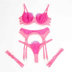 SUBBLIME - 955366 BH-SET MIT SPITZE UND STRUMPFBAND ROSA UND LILA L/XL - Vanelion Paradise