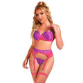 SUBBLIME - 955366 BH-SET MIT SPITZE UND STRUMPFBAND ROSA UND LILA L/XL - Vanelion Paradise