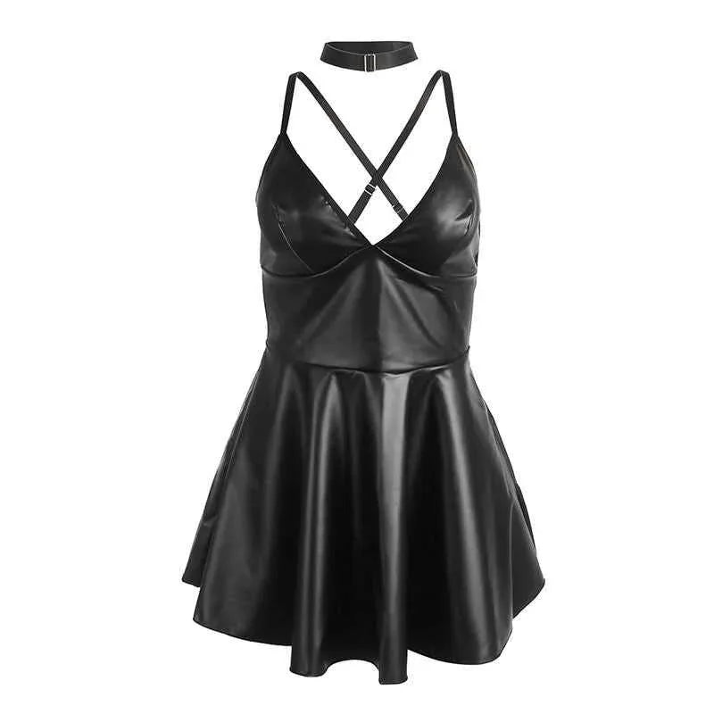SUBBLIME - 955380 KLEID MIT SCHWARZEN LEDERTRÄGERN L/XL - Vanelion Paradise