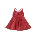SUBBLIME - 955403 KLEID MIT BURGUNDERROTEN LEDERTRÄGERN L/XL - Vanelion Paradise