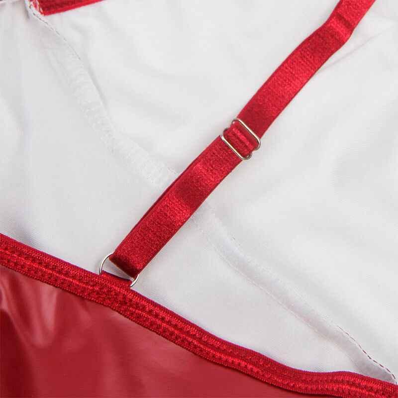 SUBBLIME - 955403 KLEID MIT BURGUNDERROTEN LEDERTRÄGERN L/XL - Vanelion Paradise