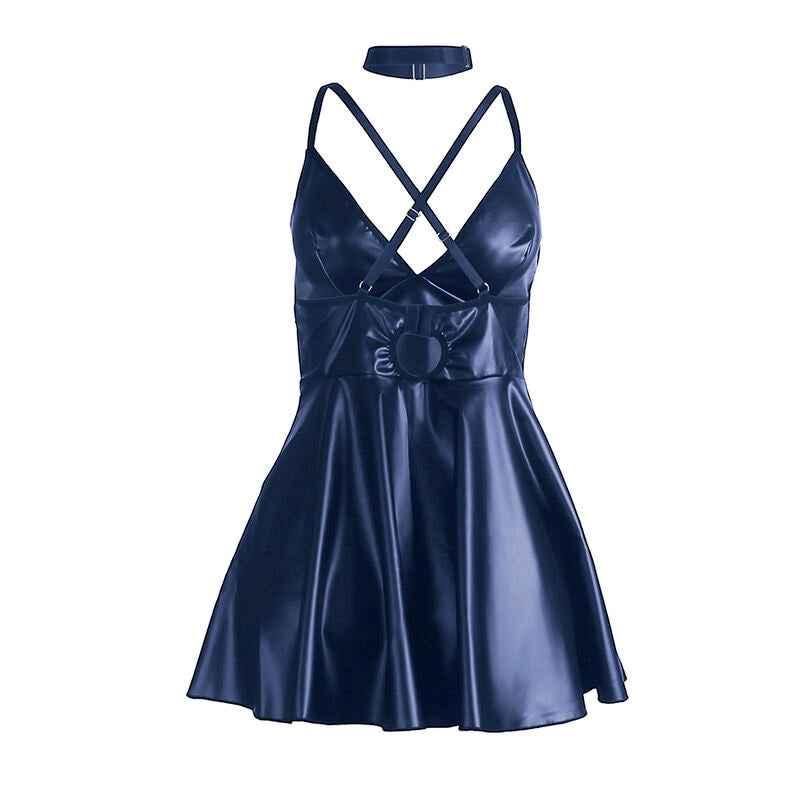 SUBBLIME - 955410 KLEID MIT BLAUEN LEDERTRÄGERN S/M - Vanelion Paradise