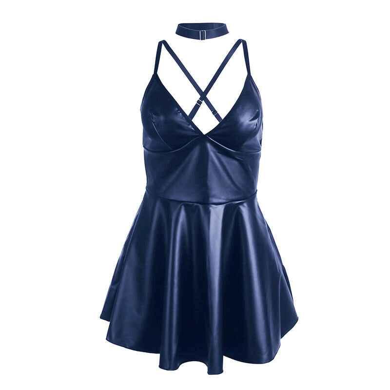 SUBBLIME - 955410 KLEID MIT BLAUEN LEDERTRÄGERN S/M - Vanelion Paradise