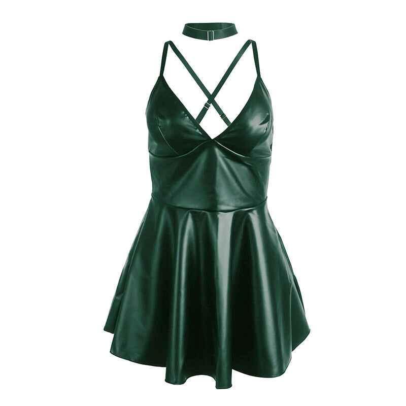 SUBBLIME - 955434 KLEID MIT GRÜNEN LEDERTRÄGERN S/M - Vanelion Paradise