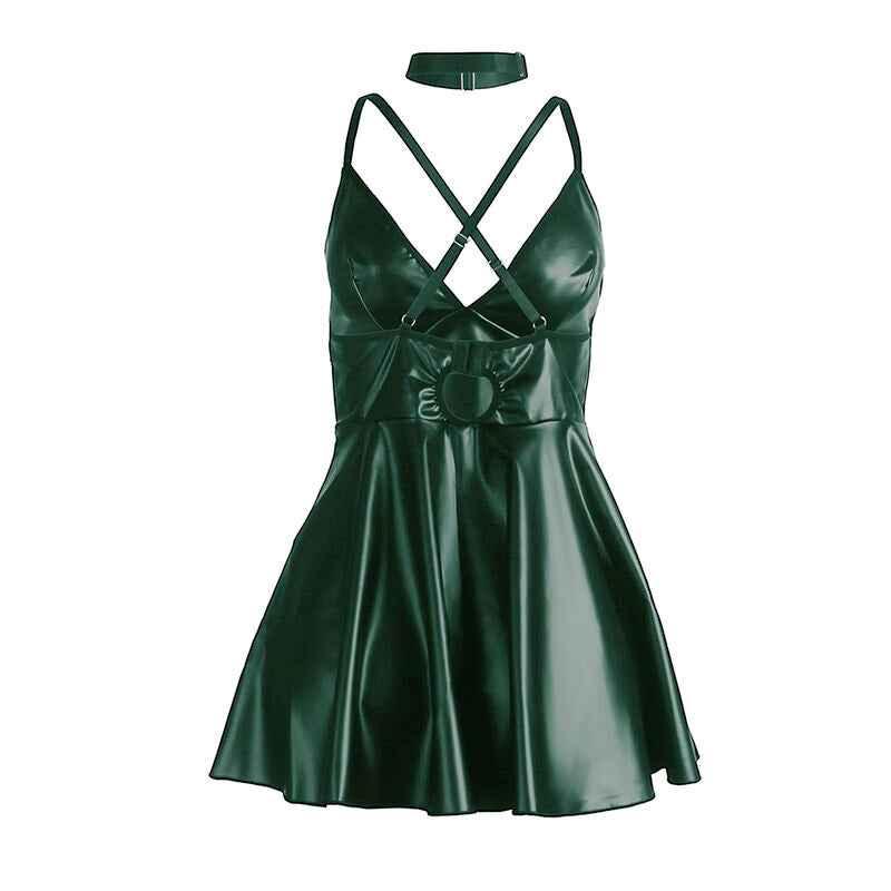 SUBBLIME - 955441 KLEID MIT GRÜNEN LEDERTRÄGERN L/XL - Vanelion Paradise