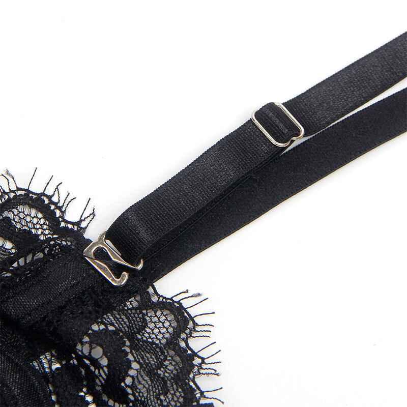 SUBBLIME - 955496 SPITZEN-BODYSUIT MIT SCHLEIFEN UND STRAPSEN SCHWARZ S/M - Vanelion Paradise