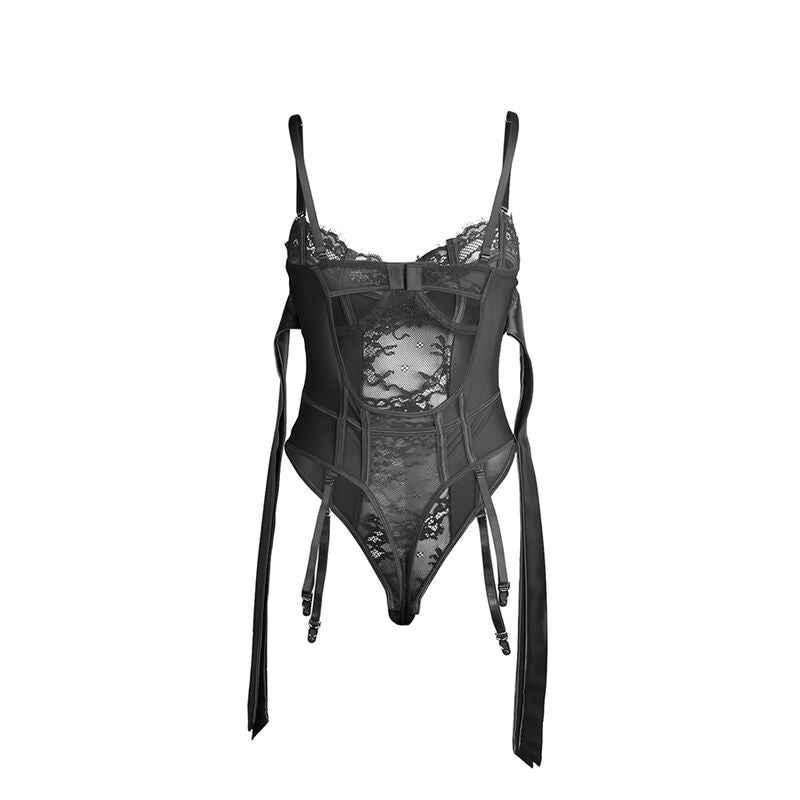 SUBBLIME - 955502 SPITZEN-BODYSUIT MIT SCHLEIFEN UND STRAPSEN SCHWARZ L/XL - Vanelion Paradise