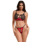 SUBBLIME - 955533 ROTES LACKLEDER-NETZ-ZIPPER-BH-SET S/M - Vanelion Paradise