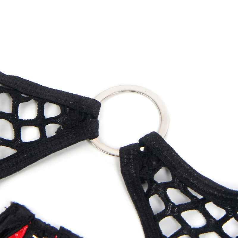 SUBBLIME - 955540 ROTES LACKLEDER-NETZ-ZIPPER-BH-SET L/XL - Vanelion Paradise