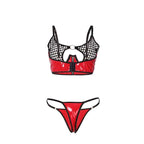 SUBBLIME - 955540 ROTES LACKLEDER-NETZ-ZIPPER-BH-SET L/XL - Vanelion Paradise