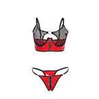 SUBBLIME - 955540 ROTES LACKLEDER-NETZ-ZIPPER-BH-SET L/XL - Vanelion Paradise