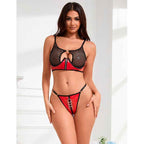 SUBBLIME - 955540 ROTES LACKLEDER-NETZ-ZIPPER-BH-SET L/XL - Vanelion Paradise