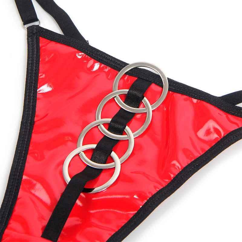 SUBBLIME - 955540 ROTES LACKLEDER-NETZ-ZIPPER-BH-SET L/XL - Vanelion Paradise
