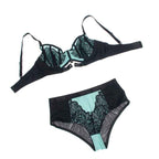 SUBBLIME - 955557 GRÜNES LACKLEDER-NETZ-ZIPPER-BH-SET S/M - Vanelion Paradise