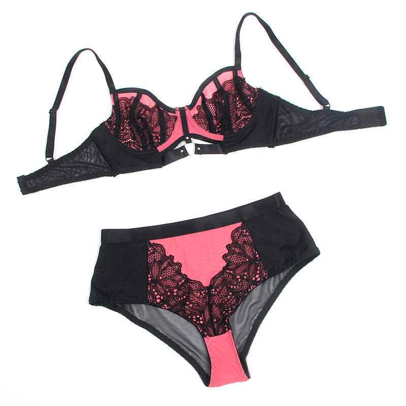 SUBBLIME - 955571 ROSA LACKLEDER MESH ZIPPER BH-SET S/M - Vanelion Paradise