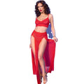 Chilirose CR 4850 rotes Dessous-Set mit Top und langem Rock – Produktansicht 1