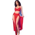 Chilirose CR 4850 rotes Dessous-Set mit Top und langem Rock – Produktansicht 1