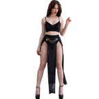 CHILIROSE - CR 4672 SCHWARZER TOP-ROCK UND TANGA MIT GOLDENEN KETTEN XL