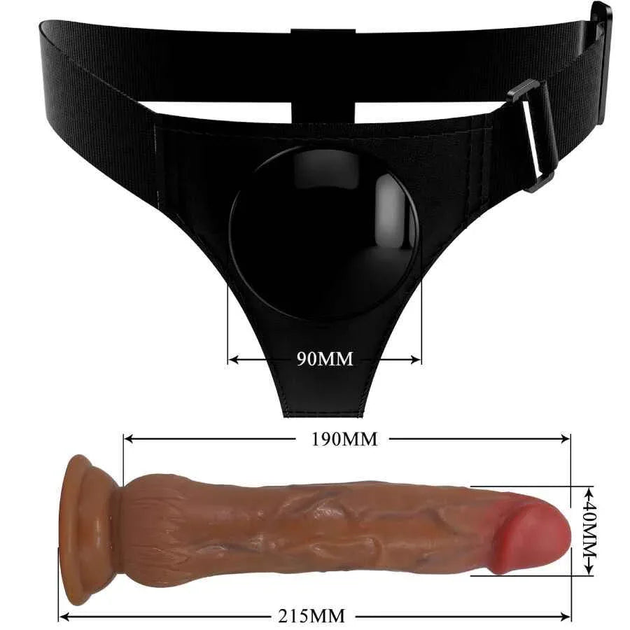 PRETTY LOVE - KYTON UNIVERSAL HARNESS SLIP MIT SQUIRTING DILDO 19 CM MULATO - Vanelion Paradise