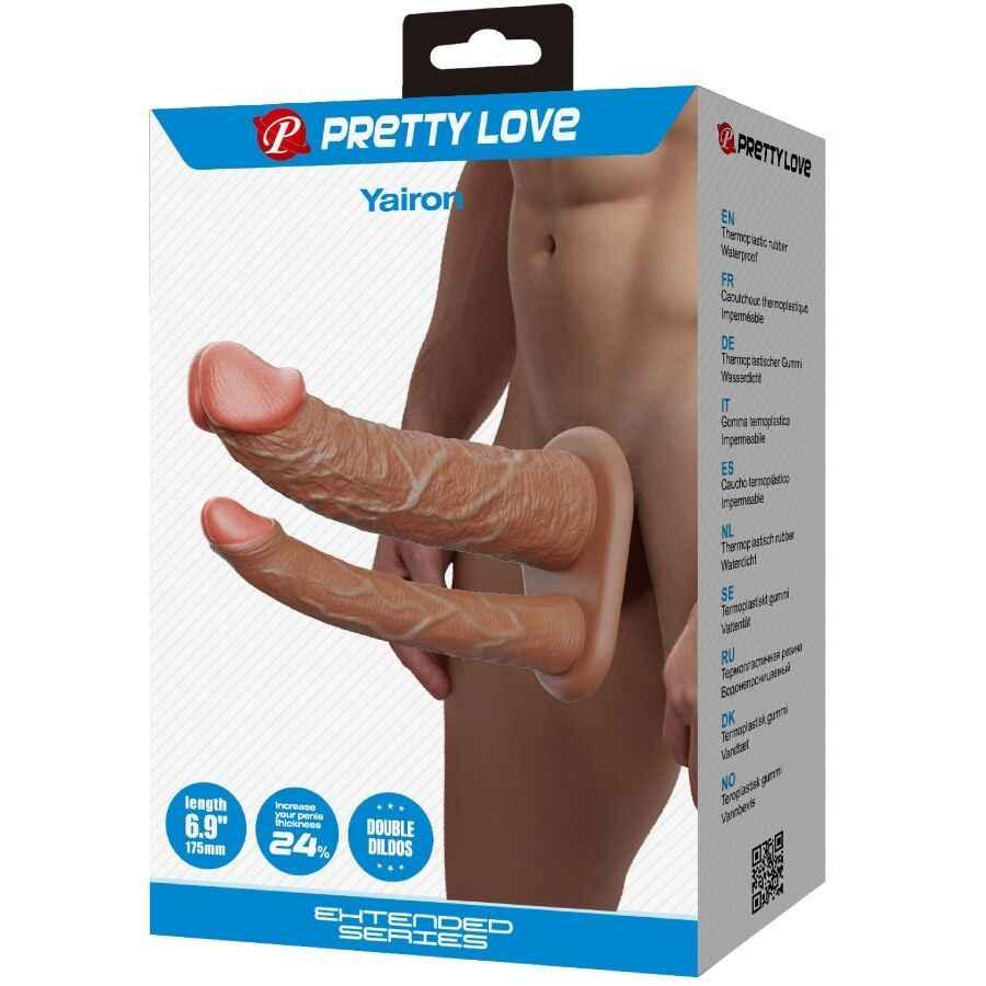 PRETTY LOVE - YAIRON DOPPELTE PENISHÜLLE MIT 4 CM VERLÄNGERUNG MULATTE - Vanelion Paradise