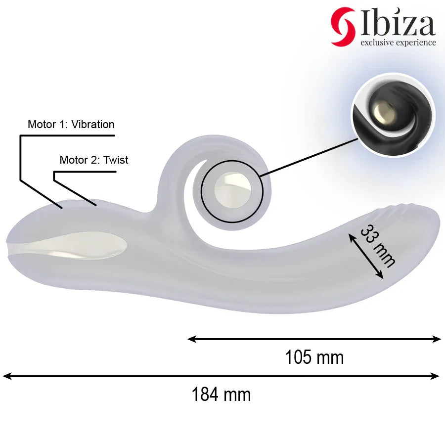 IBIZA - TWISTER VIBRATOR MIT KURVENSTIMULATOR UND VIBRO-ROTATION - Vanelion Paradise