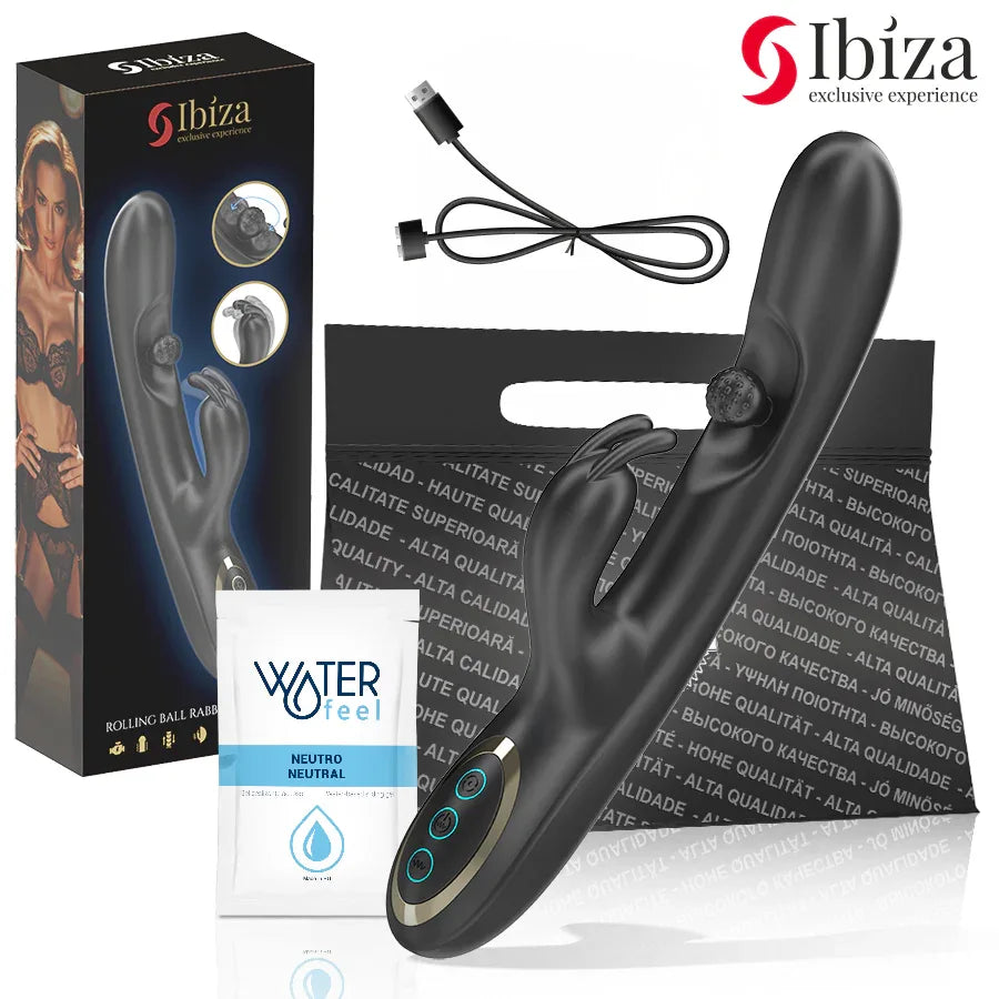IBIZA - LEISTUNGSSTARKER RABBIT-VIBRATOR MIT MASSAGE-ROLLENPERLE - Vanelion Paradise