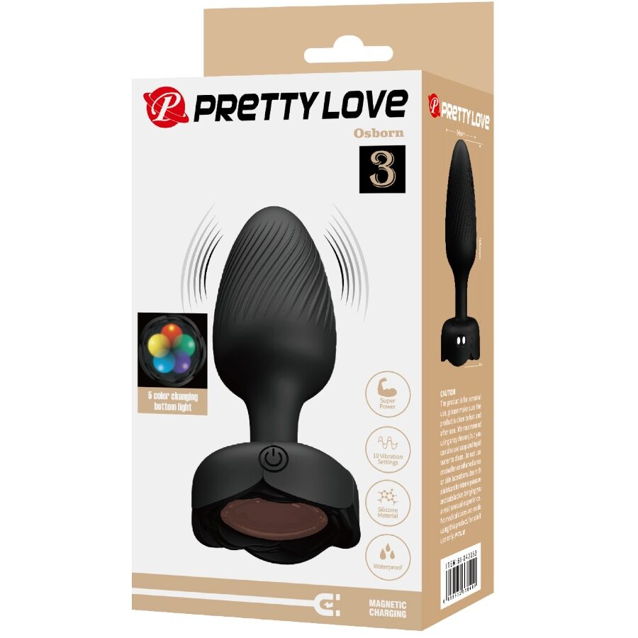 PRETTY LOVE - OSBORN ANAL PLUG MIT LED LICHT SCHWARZ 9,8 CM