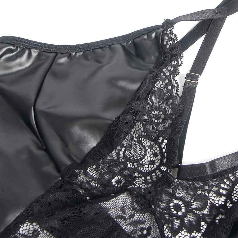 SUBBLIME - 957520 LEDERKLEID MIT BLUMENSPITZE SCHWARZ S/M - Vanelion Paradise