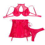 SUBBLIME - 957612 LEDER-BH UND ROCK-SET ROT L/XL
