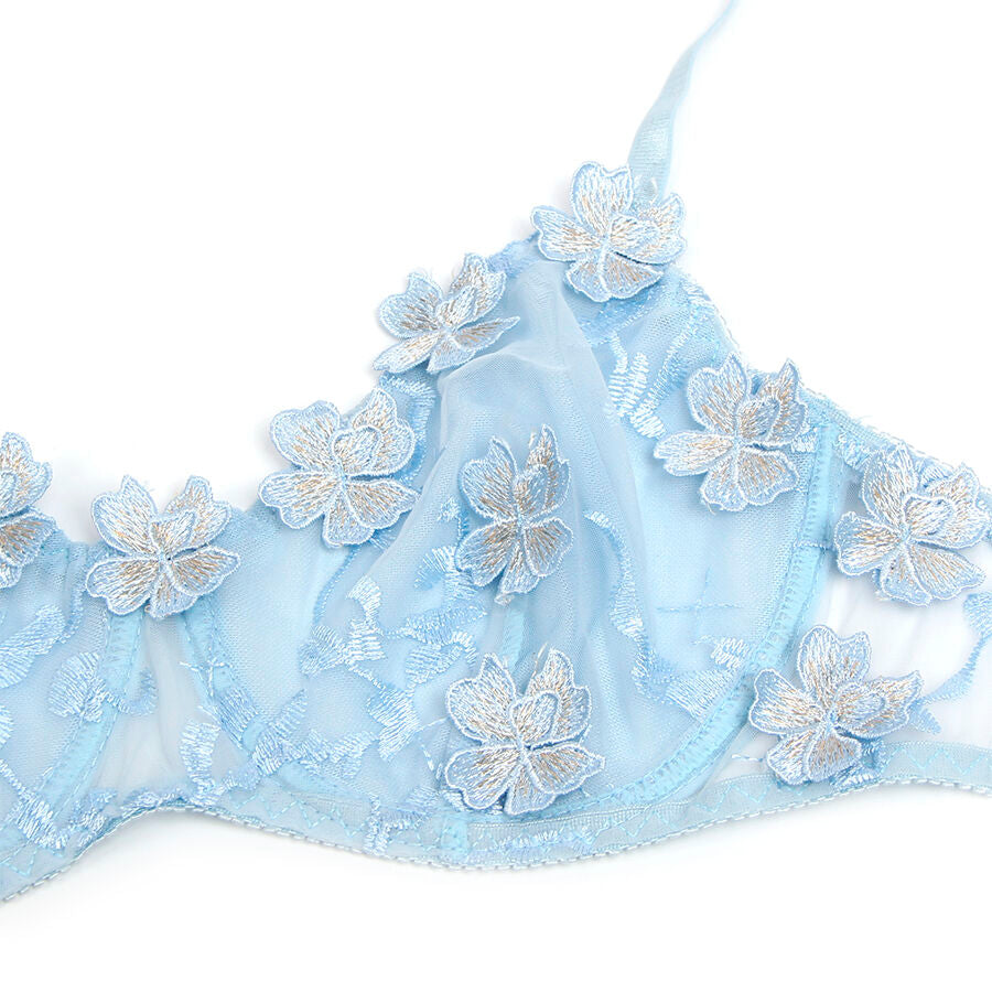 SUBBLIME - 957636 BH- UND SLIP-SET MIT BLUMENSTICKEREI HIMMELBLAU L/XL