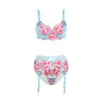 SUBBLIME - 957650 BH- UND STRUMPFGÜRTEL-SET MIT BLUMENSTICKEREI ROSA L/XL