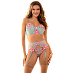 SUBBLIME - 957650 BH- UND STRUMPFGÜRTEL-SET MIT BLUMENSTICKEREI ROSA L/XL
