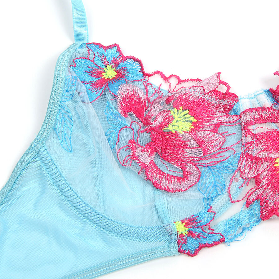 SUBBLIME - 957650 BH- UND STRUMPFGÜRTEL-SET MIT BLUMENSTICKEREI ROSA L/XL