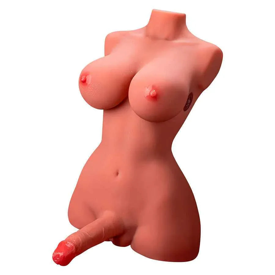 XISE - SCHÖNER LADYBOY-WEIBLICHER TORSO MIT DILDO MIT VIBRATION UND STOSS 49 CM - Vanelion Paradise