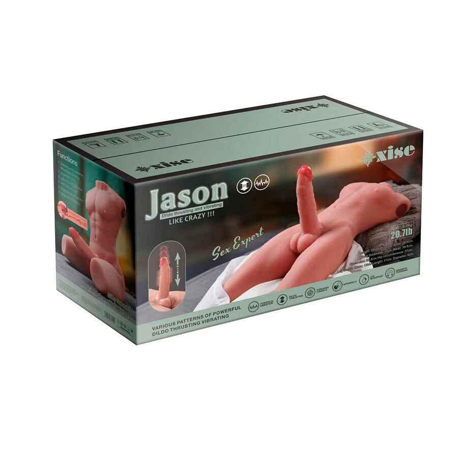 XISE - JASON HALBKÖRPER REALISTISCHER MÄNNLICHER TORSO MIT STOSS UND VIBRATION 55 CM - Vanelion Paradise