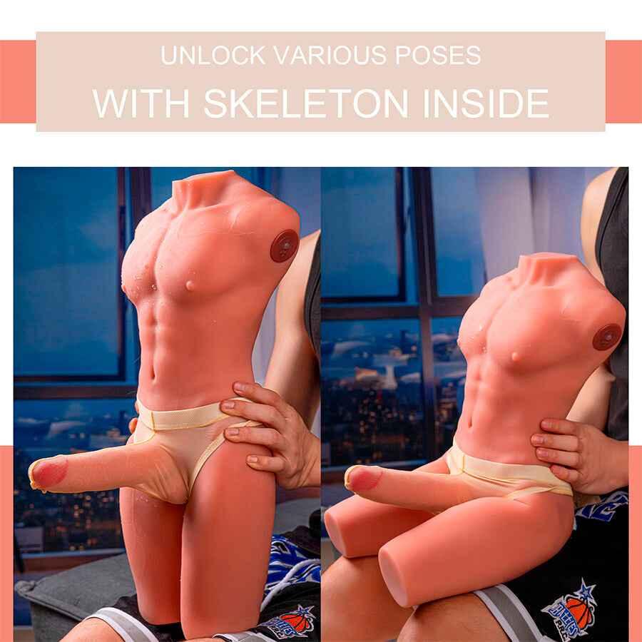 XISE - JASON HALBKÖRPER REALISTISCHER MÄNNLICHER TORSO MIT STOSS UND VIBRATION 55 CM - Vanelion Paradise