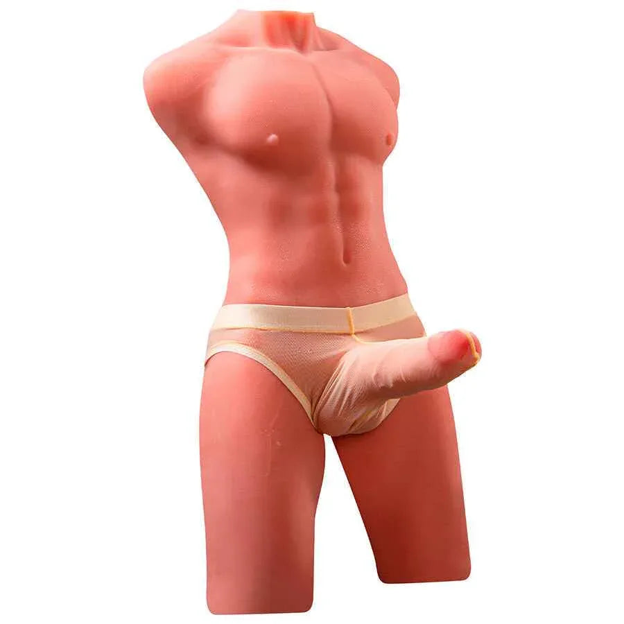 XISE - JASON HALBKÖRPER REALISTISCHER MÄNNLICHER TORSO MIT STOSS UND VIBRATION 55 CM - Vanelion Paradise